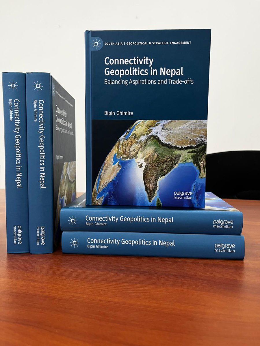 SouthAsianUni's tweet photo. Dr. Bipin Ghimire, who completed his PhD from the Department of International Relations in 2024, got his academic book published by Palgrave Macmillan Singapore, this October 2025. The book entitled ‘Connectivity Geopolitics in Nepal: Balancing Aspiration and Trade-offs’ is accessible at https://t.co/nJ9CWcprI8 . This book offers an analysis of Nepal’s connectivity geopolitics, examining the interplay between geopolitics, connectivity, and foreign policy. It highlights how strategically located states like Nepal navigate competing global interests and manage the sovereignty trade-offs inherent in connectivity-driven engagements. Examining two centuries of Nepal’s geopolitical calculations, the book shows how geopolitics around connectivity issues has consistently found its place in foreign policy calculations and how the state has tried to use it as a political means—sometimes for the interest of the political elites, while other times to assert its geoeconomic objectives.

#ConnectivityGeopolitics #NepalGeopolitics #InternationalRelations #ForeignPolicyStudies #SouthAsianStudies #GeopoliticsResearch #AcademicBook #PalgraveMacmillan #SouthAsianUniversity 
@EduMinOfIndia | @MEABharat | @SaarcSec