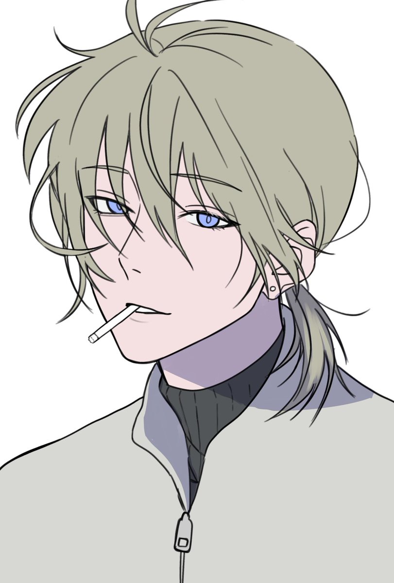 Onoe_02's tweet photo. 猫耳ニット帽をした男性と明るい髪の男性の創作です、仲は良くないです。 https://t.co/StrvyZCi4P