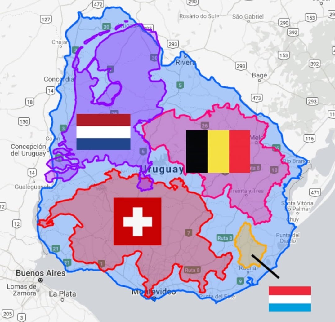 arquivocurioso's tweet image. Da série distorções geradas pela projeção de Mercatur.

O Uruguai é maior do que pensamos. 🇺🇾