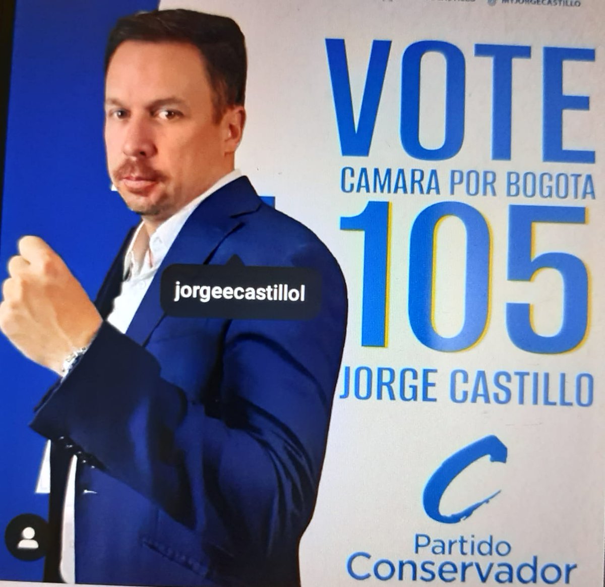 Éste sujeto de dudosa ortografía se llama Jorge Castillo, es aspirante a la Cámara de Representantes  por los chulavitas de Bogotá.
Hace parte del grupo paramilitar que anda por las calles capitalinas "buscando petristas para levantarlos" 
Qué miedo!