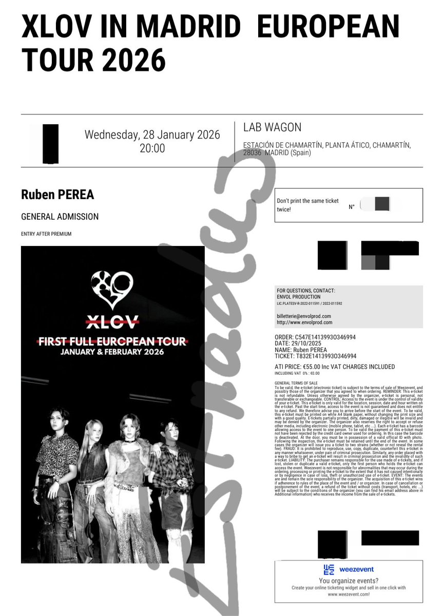 estnaclas's tweet photo. RT please! 🥹

GA TICKET for the XLOV concert in
MADRID!

❗️January 28th

Price - €60 LMK!! Hurry if you want to go to this event

#XLOV #XLOVINMADRID
#XLOVCONCERT
#XLOV_1st_Anniversary #XLOV_UXLXVE https://t.co/BDqS1huEO3
