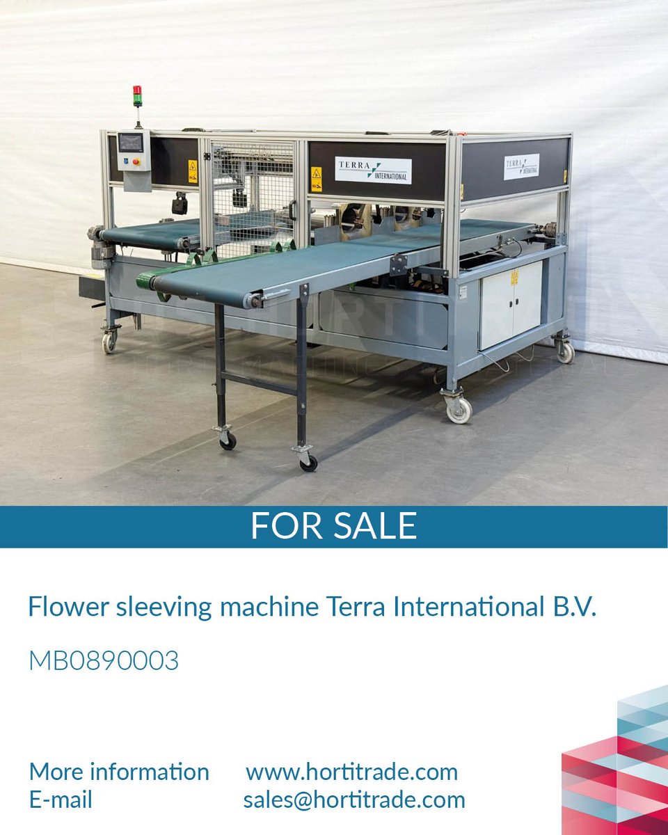 Hortitrade's tweet photo. Today's featured offer is in the spotlight: Flower sleeving machine Terra International
 
The flower sleeving machine Terra International automatically applies protective sleeves to flowers at high speed, ensuring safe handling and reliable protection during transport. https://t.co/tUwTVSECsG