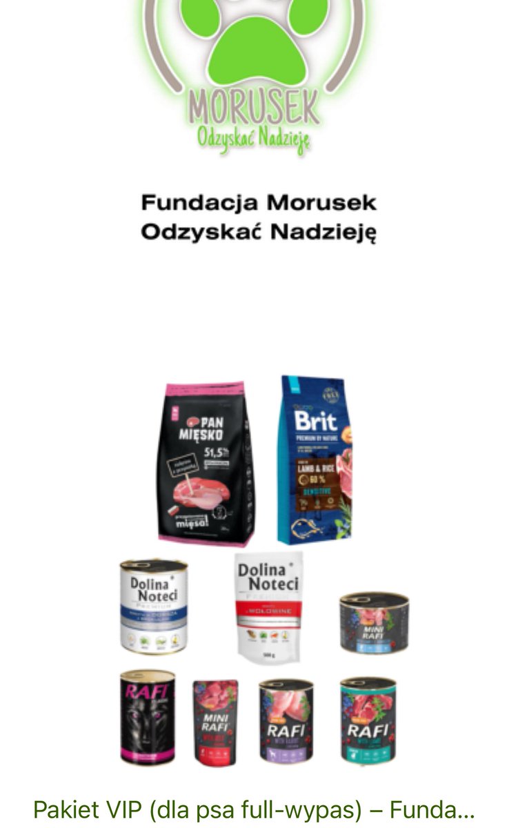 <a href="/AnnaSernawit/">Ania ES</a> Tutaj można kupić jedzenie fla psaków z Fundacji Morusek, tak możrmy im podziękować za tytaniczną pracę przy adopcjach w Kocham Psisko

ocalonelapki.pl/fundacja-morus…