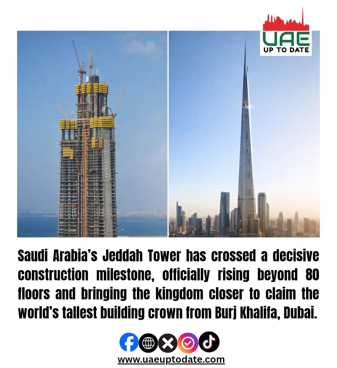Saudi Arabia's Jeddah tower, also known as kingdom tower on its way to becoming world's tallest building.
#saudiarabia🇸🇦 #uae #tallestbuilding #uaeuptodate