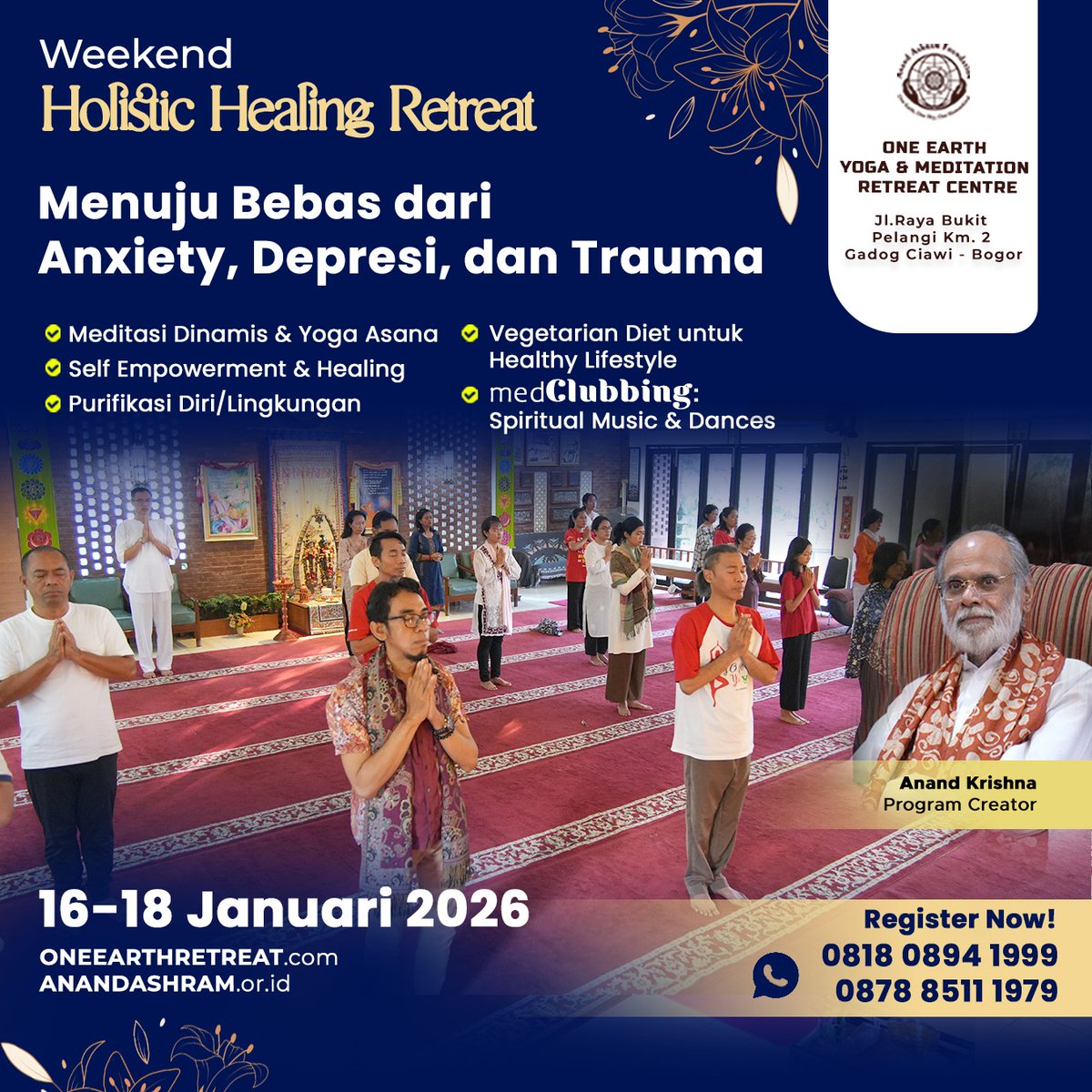 Bebaskan diri dari #Anxiety #Depresi #Trauma

✅ 35+ th Pengalaman 
✅️ 5 jt+ Partisipan   
✅️ Berdasar #Pengalaman #AnandKrishna sembuh #KankerDarah #Leukimia 

Info bit.ly/3Qsmb1J 

#SehatHolistik #YogaBogor #SehatMental #MeditasiBogor #RetreatBogor