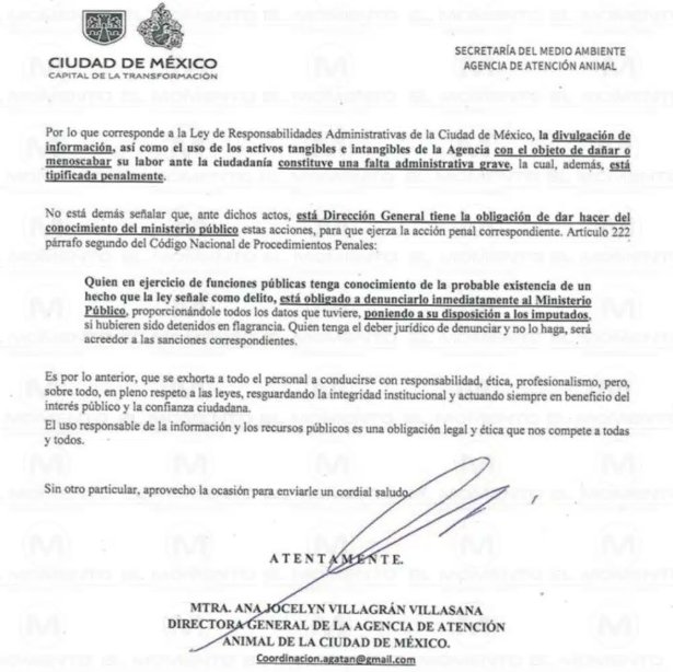 GuacamayanLeaks's tweet image. Funcionaria de @ClaraBrugadaM amenaza a veterinarios con denuncia penal si se quejan por falta de medicamentos. 

@AnaJVillagran, titular de la Agencia de Atención Animal  (AGATAN), amenazó a trabajadores del Hospital Veterinario de la CDMX.