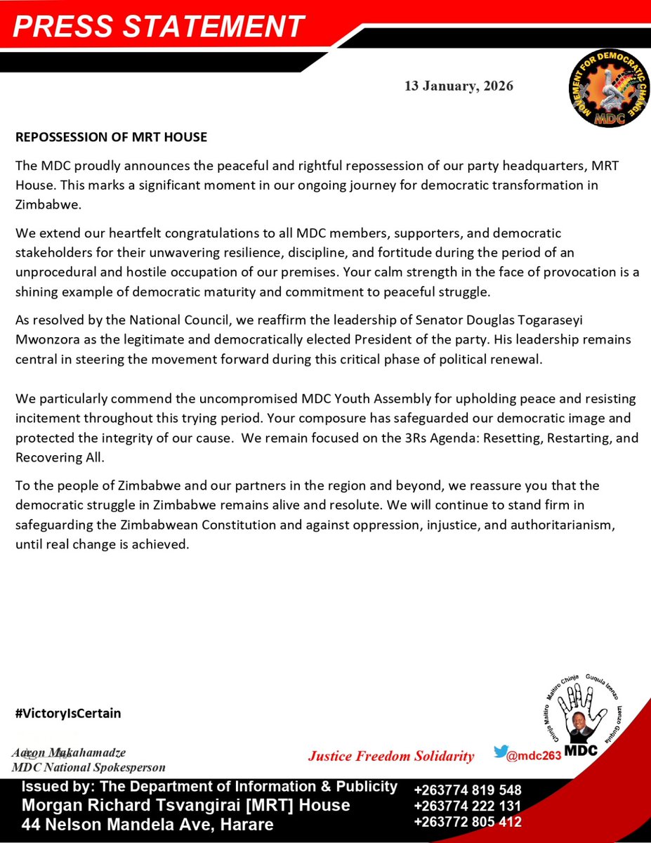 Movement for Democratic Change (MDC) tweet media