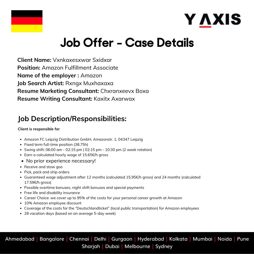 yaxis's tweet image. Success Story | Amazon Fulfillment Associate in Germany 🇩🇪✨

A proud milestone! Our client has successfully started a new role as an Amazon Fulfillment Associate in Germany.
y-axis.com/visa/germany/
#SuccessStory #WorkInGermany
