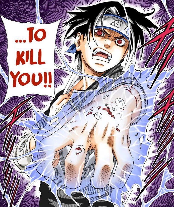 Sasukebix's tweet image. His skin literally peeling off with this Chidori vs Itachi damn