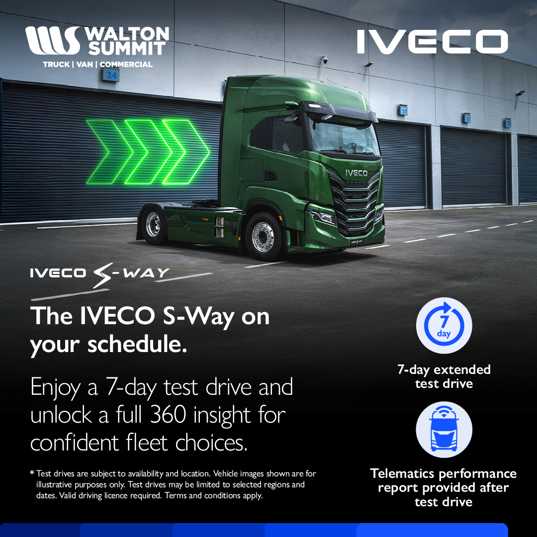 𝟳-𝗗𝗮𝘆 𝗦-𝗪𝗔𝗬 𝗧𝗲𝘀𝘁 𝗗𝗿𝗶𝘃𝗲 🚛💨

Unlock a 360 experience and discover its true potential with full support package:
🙌🏼 Full week behind the wheel
📈 Personalised Telematics Report
🛻 Tailored TCO Calculation
🌏 Sustainability Consultation

waltonsummit.co.uk/offers/experie…