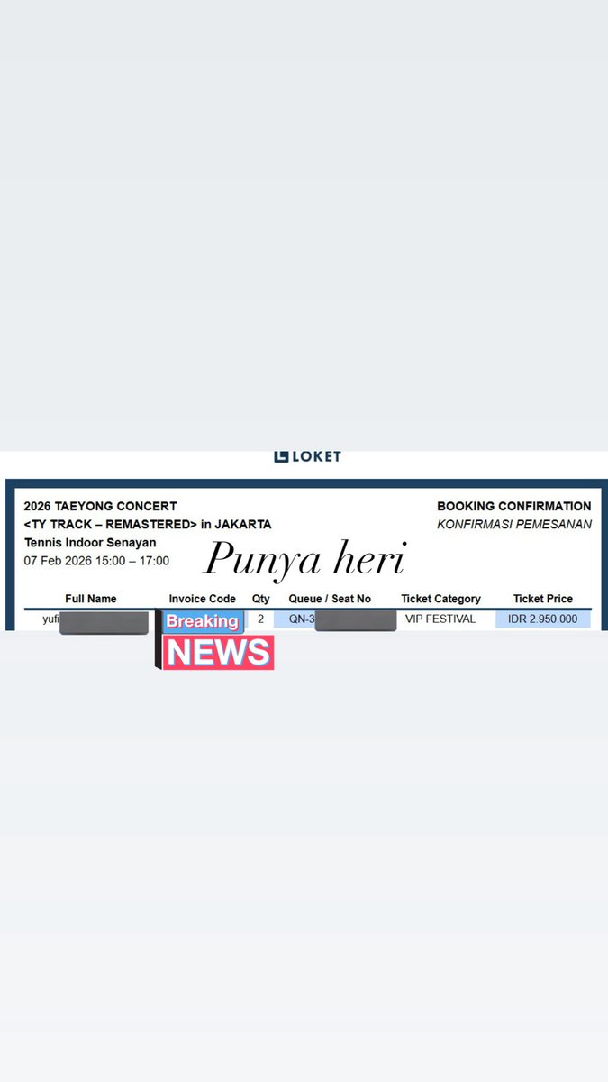 Taechan96's tweet photo. Thanks jaswar langganan udh bantu dapetin tix vip fest ty track in jkt 🫶🏻 @barwells_ udh langganan dari tds3,the momentum,tds4 sampe ty track🫰🏻 https://t.co/fh5x3o6D0s