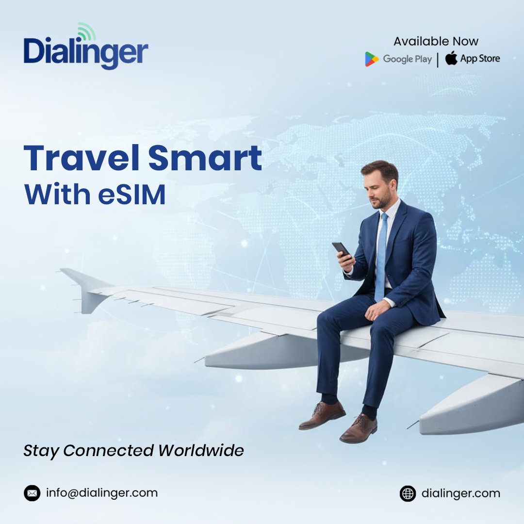 dialinger_'s tweet image. 𝐓𝐫𝐚𝐯𝐞𝐥 𝐬𝐦𝐚𝐫𝐭𝐞𝐫, 𝐧𝐨𝐭 𝐡𝐚𝐫𝐝𝐞𝐫 
Stay connected worldwide with Dialinger eSIM , no roaming stress, no physical SIMs.
Now available on Google Play and App Store.
Download now on Google Play &amp;amp; the App Store.  dialinger.com 
info@dialinger.com
#Dialinger