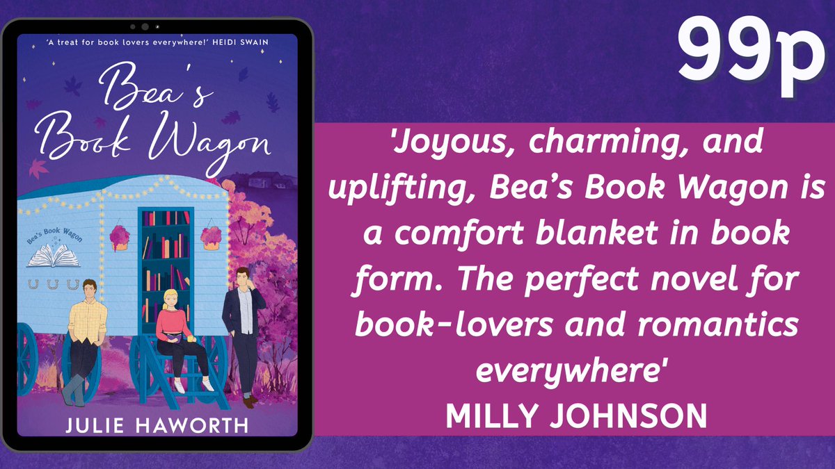 My exciting <a href="/RNAtweets/">Romantic Novelists' Association</a> #TuesNews is that #BeasBookWagon is currently 99p in eBook, so there's never been a better time to take a trip to Blossom Heath to meet Bea and her wonderful book wagon! 📚💜🚚 simonandschuster.co.uk/books/Beas-Boo…