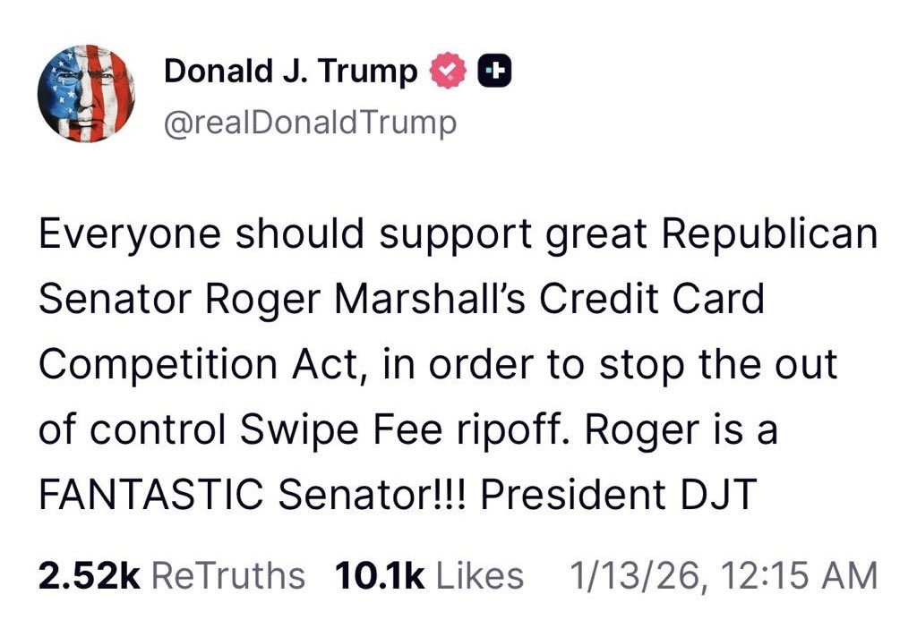 Lancegooden's tweet image. In Europe, credit card swipe fees range from 0.3% to 0.4%.

In the U.S., swipe fees range from 2% to 4%.

Americans are getting RIPPED OFF by big credit card companies.

Honored to have @POTUS endorse our bipartisan Credit Card Competition Act to help Make America Affordable…