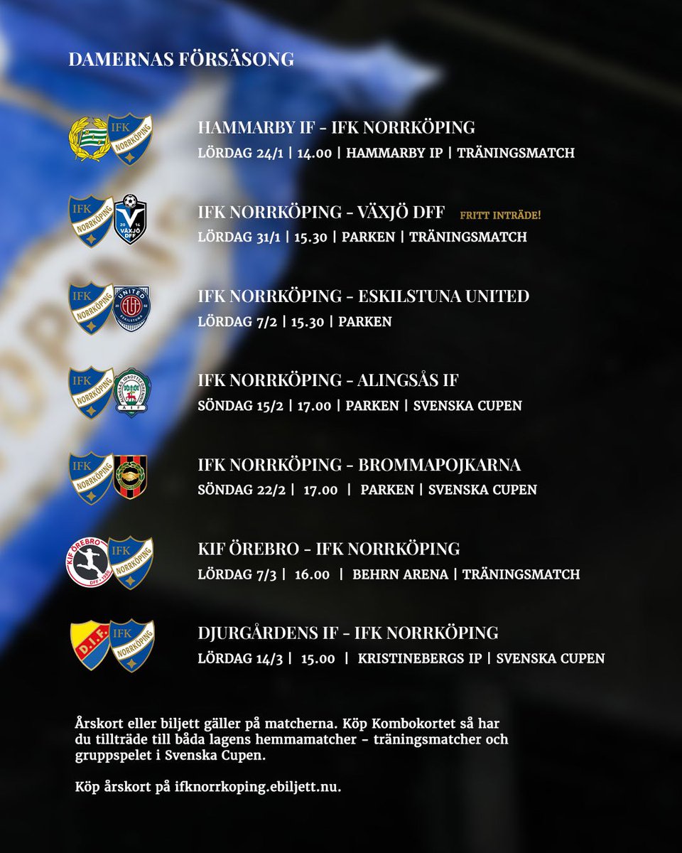 Snart drar matcherna igång! ➡️

Gör dig redo med årskort - du hittar det på ifknorrkoping.ebiljett.nu.