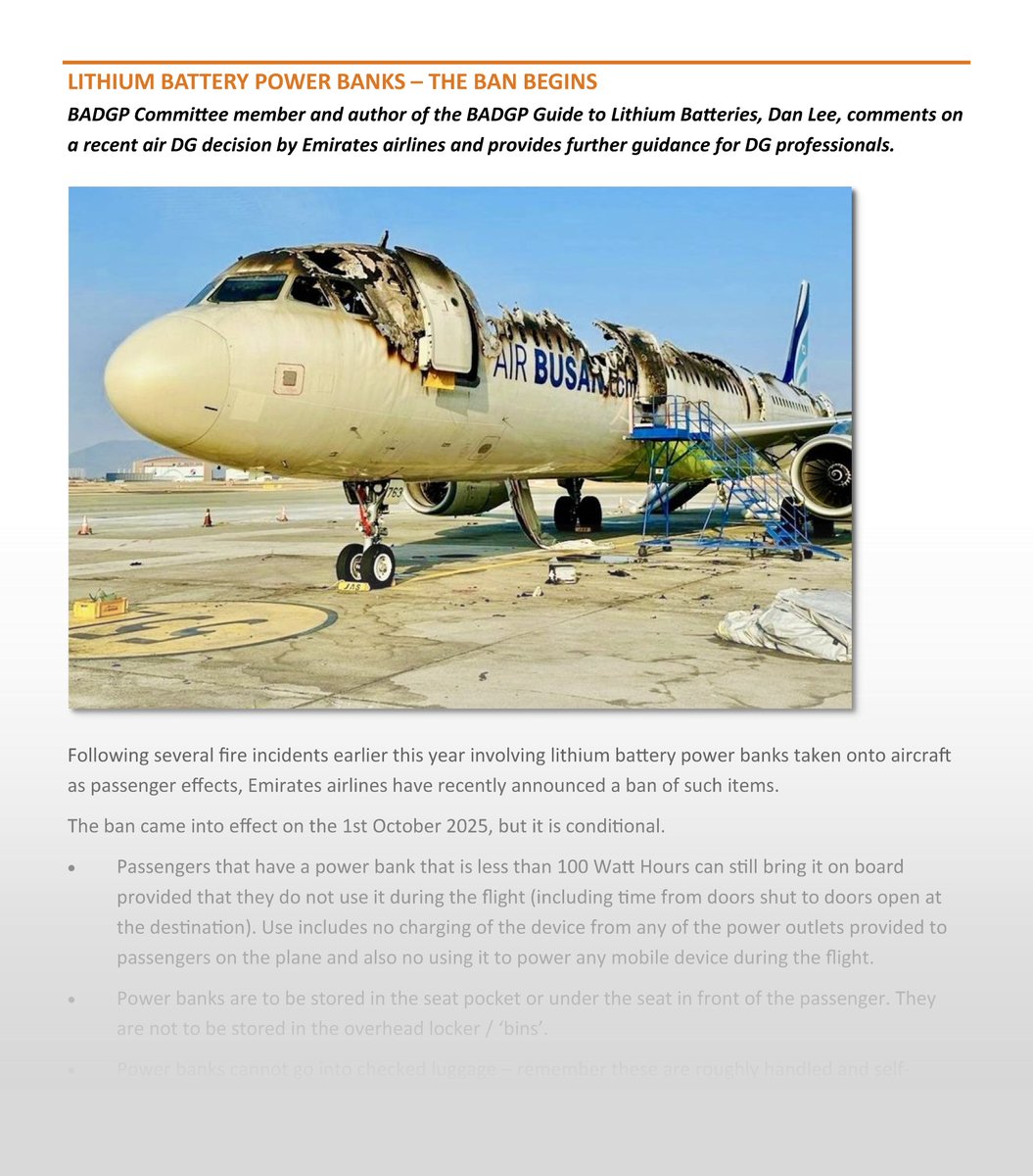 LITHIUM BATTERY POWER BANKS – THE BAN BEGINS

An article in the December BADGP newsletter.

Find out more on our Newsletter web page at: badgp.org/newsletter.

#lithiumbatteries #adr #iata #imdg #dgsa #packaging #shipping #dangerousgoods #badgp #dgawarenessday #dgawareness