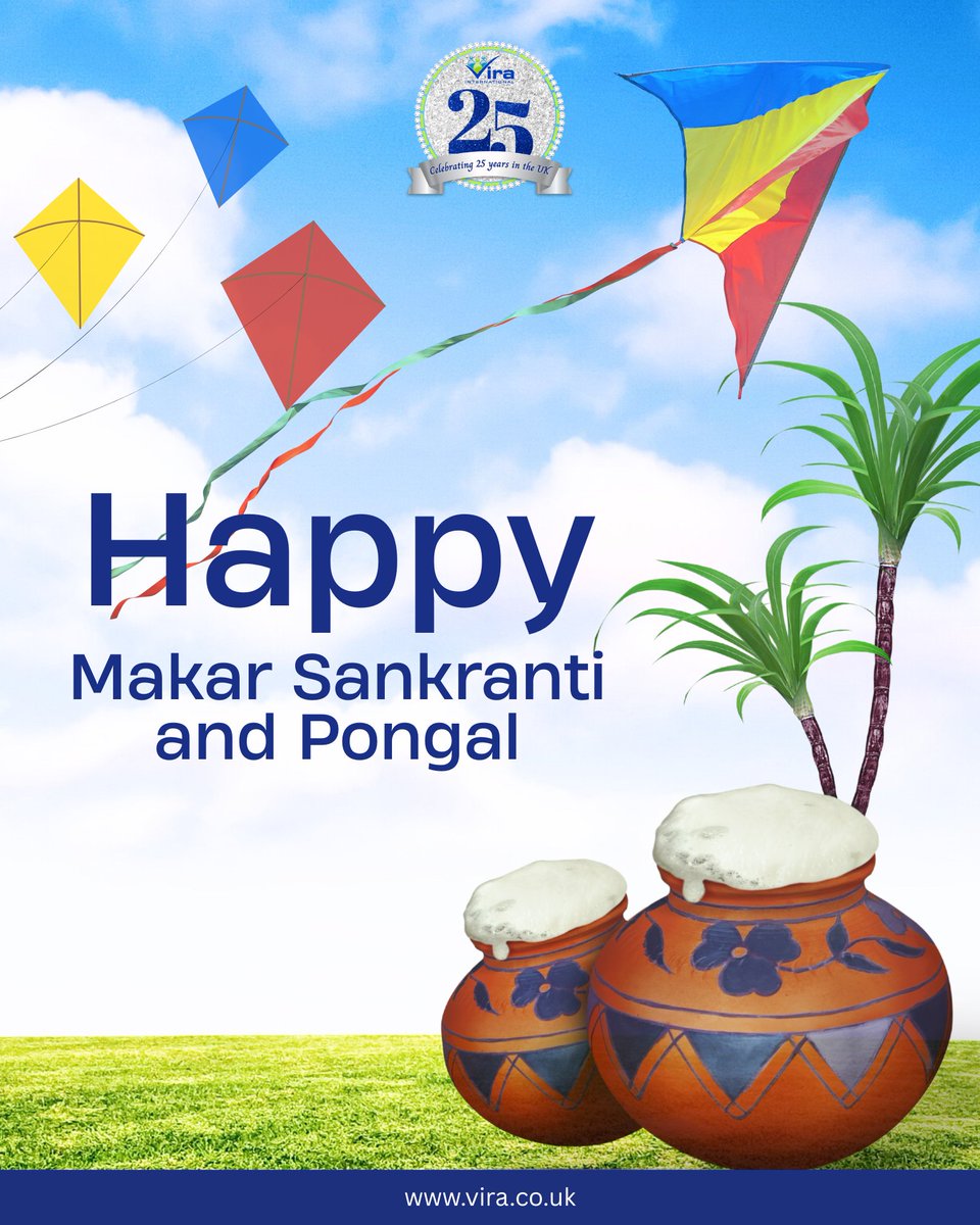 Welcoming the harvest season with joy, gratitude, and hope!

As the sun moves northward, may your life be filled with warmth, progress, and bright beginnings

Wishing you a joyful and prosperous Makar Sankranti &amp; Pongal!

#ViraUK #MakarSankranti #PongalCelebrations #HarvestSeason