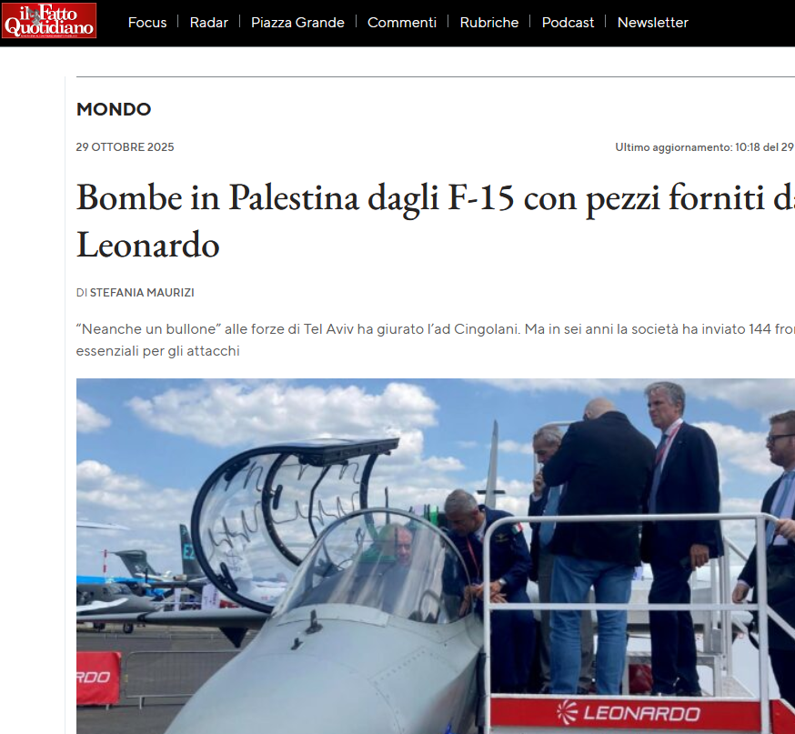 SMaurizi's tweet image. comunque in tutto questo macello, è completamente sparito dal radar dell'opinione pubblica che l'Italia continua a essere complice del #genocidio di #Israele contro #Gaza.
Noi abbiamo indagato in ogni modo possibile con queste 3 inchieste