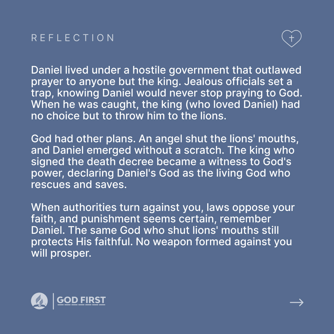 adventistchurch's tweet image. If you've found yourself in a dangerous position, like Daniel in the lion's den, you can remember God showing up for him there, in the unlikeliest place. Has he shown up for you? Share the story in replies!