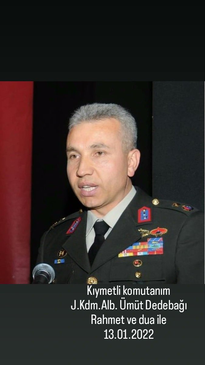 Kıymetli  komutanım.
Senin emrin altında görev yapmak benim için değeri tarif edilemez bir onurdu. 
4 yıl önce bugün aramızdan ayrıldın. 
Mekanın cennet, ruhun şad olsun. 
#ümütdedebağı