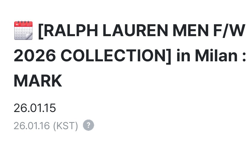Mark Lee will be attending the Ralph Lauren Men’s F/W 2026 Collection in Milan on January 16, 2026.

FINALLY 😭😭🤍🤍