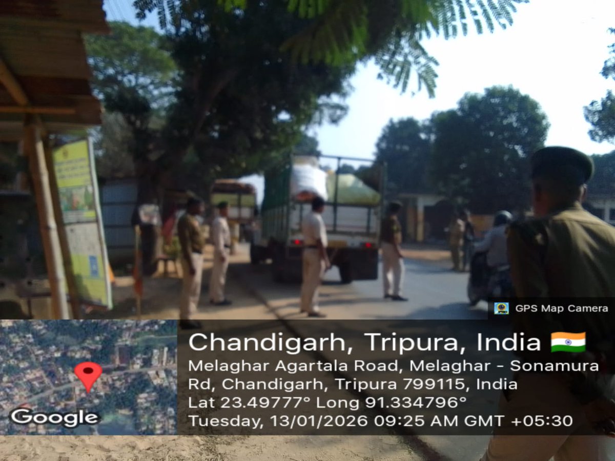 Vehicle-checking drive is being conducted by the Melaghar PS within PS jurisdiction, to ensure strict enforcement of Motor Vehicle rules and regulations and to prevent road mishaps.
<a href="/Tripura_Police/">Tripura Police</a> 
<a href="/tripura_cmo/">CMO Tripura</a> 
<a href="/dm_sepahijala/">DM Sepahijala</a>