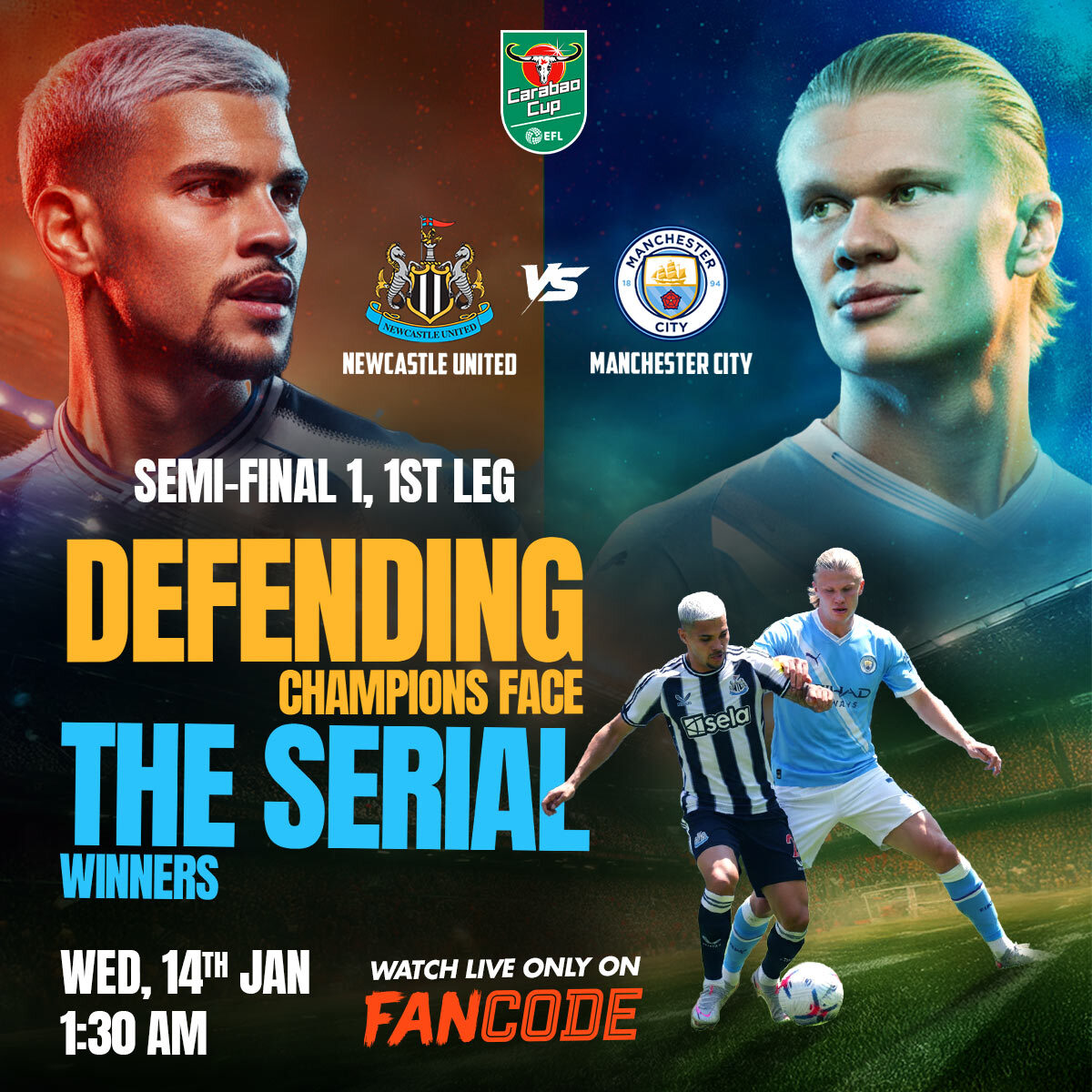 City head to St James’ Park on Tuesday night without Stones, Gvardiol and Dias, but semi-finals are about mentality. Different faces step in, same standards expected. This team knows how to handle the pressure.

Live on FanCode - fancode.onelink.me/tTJR/81fbbo2n
#CarabaoCupOnFanCode