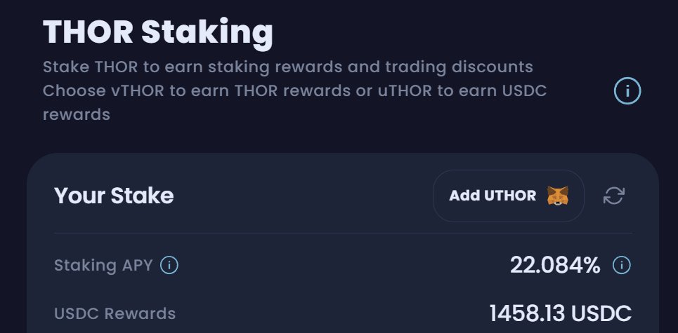 GM, just a simple <a href="/THORSwap/">THORSwap ⚡ #BetterThanCEX</a> bullpost⚡️

One of the best kept secrets in crypto is $THOR staking, either auto-compound for more $THOR via $vTHOR or simply stake and collect real-yield USDC rewards in $uTHOR.

It's that simple.

Closing in on $10M in rewards shared now.