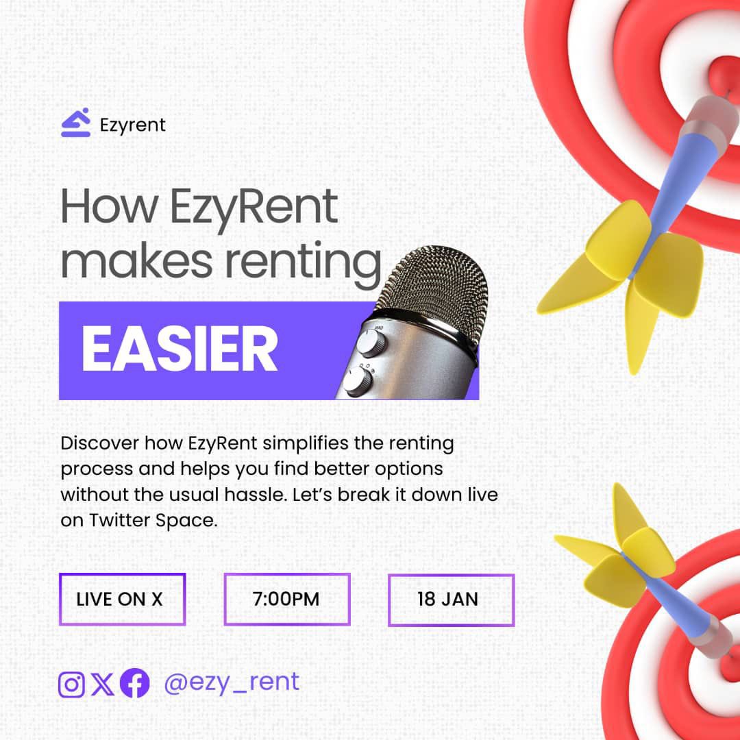 ezy_rent's tweet photo. From finding the right place to avoiding stress — EzyRent is simplifying renting for everyone.
Let’s talk about it LIVE on X.
18 Jan | 7PM” https://t.co/OX9cl7zYWV