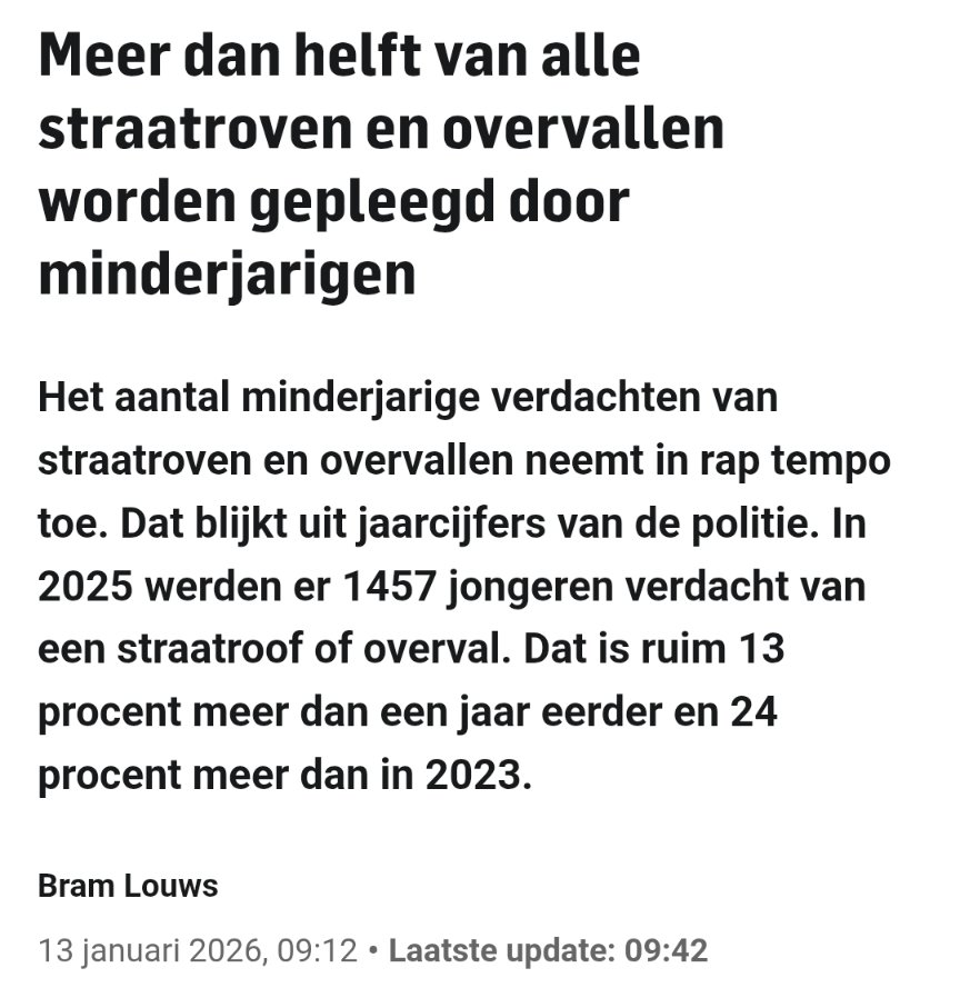 En het overgrote deel van deze minderjarige straatrovers is van niet-westerse komaf. Maar dat zal het Halalgemeen Dagblad een (halal-)worst zijn.👇🏻
ad.nl/binnenland/mee…