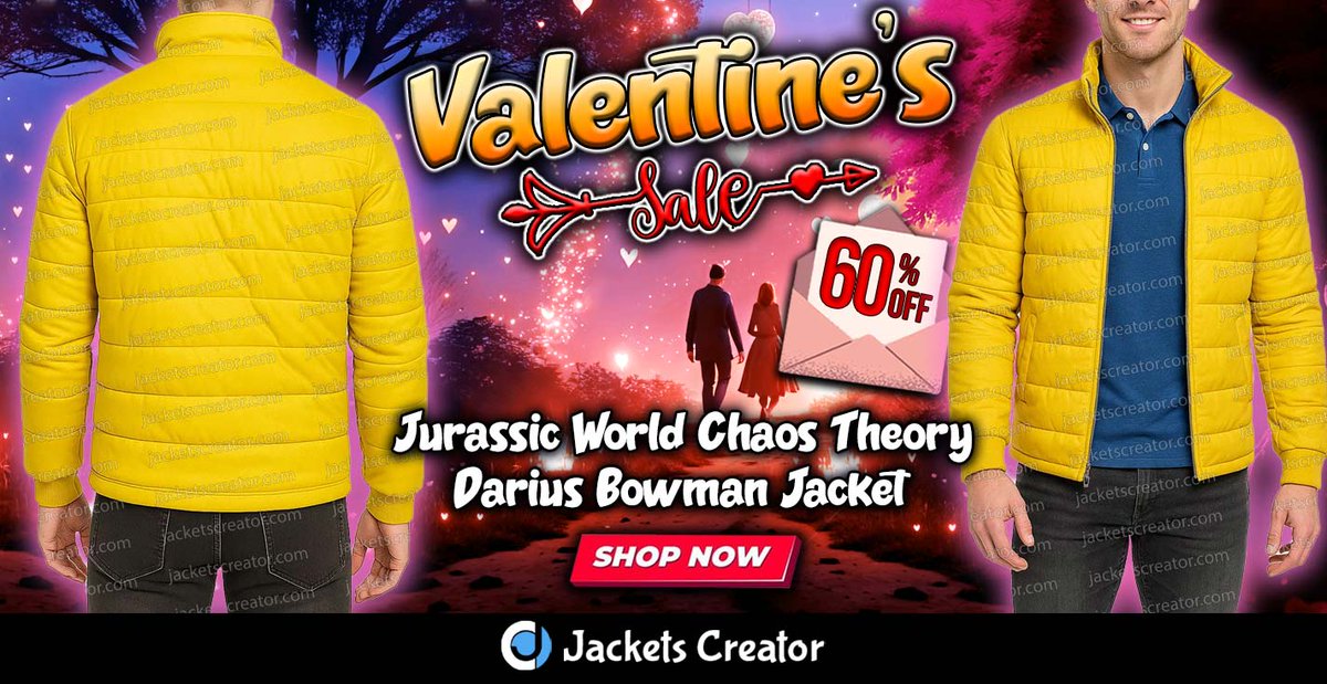 jacketscreator's tweet image. 💖 Valentine’s Day Sale Alert! 💖
Get the Jurassic World Chaos Theory Darius Bowman Jacket — now 60% OFF! 🦖🔥

👉 Buy Now:
 jacketscreator.com/product/jurass…

#ValentinesDay #60Off #JurassicWorld #DariusBowmanJacket #AdventureStyle #JacketsCreator