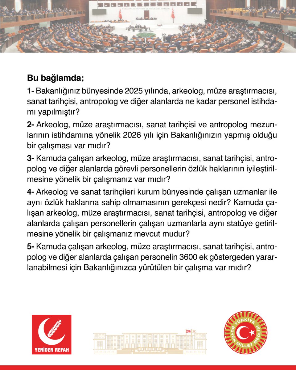 Kültürel Miras Uzmanlarının yaşadıkları ekonomik ve mesleki mağduriyete yönelik yazılı soru önergemiz Genel Başkan Yardımcımız ve İstanbul Milletvekilimiz Doğan Bekin tarafından TBMM’ye sunulmuştur.