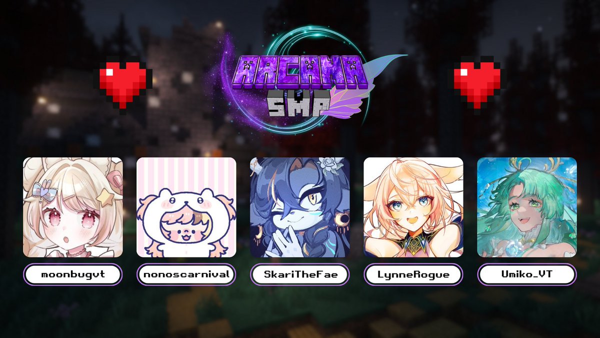 Noradenkineko's tweet image. ANNOUNCING Our 2nd Batch of Arcana SMP Players! 🧙‍♂️

Welcome in, travelers! 💖
@moonbugvt 
@nonoscarnival 
@SkariTheFae 
@LynneRouge 
@Umiko_VT 

What adventures will they go on?
Find out on Arcana SMP! Launching very soon..