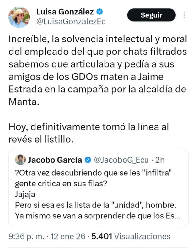 Qué diablos, ese grado de acusaciones. Ameritan investigaciones formales, pruebas. En lo que a mí concierne, dije sobre Jacobo García que trabajó en la Prefectura en el contexto del golpe de Estado de Octubre de 2019, donde esa institución fue epicentro de violencia,