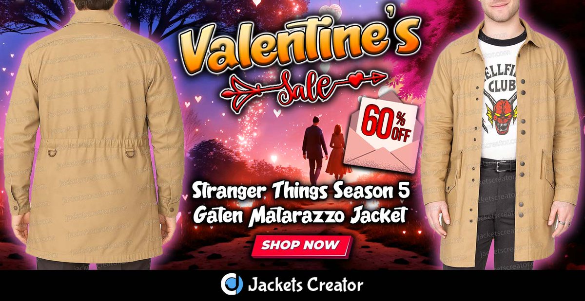 jacketscreator's tweet image. 💖 Valentine’s Day Sale Alert! 💖
Snag the Stranger Things S05 Dustin Henderson Jacket — now 60% OFF! 🔥🧥

👉 Buy Now:
 jacketscreator.com/product/strang…

#ValentinesDay #60Off #StrangerThings #DustinHenderson #FanStyle #80sFashion #JacketsCreator