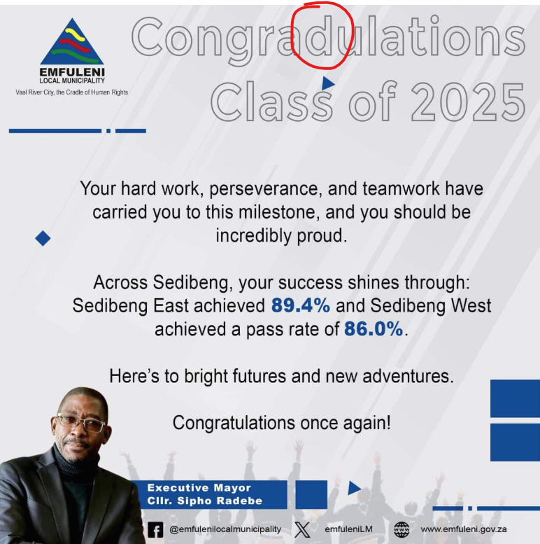Congradulations from Emfuleni and Sipho