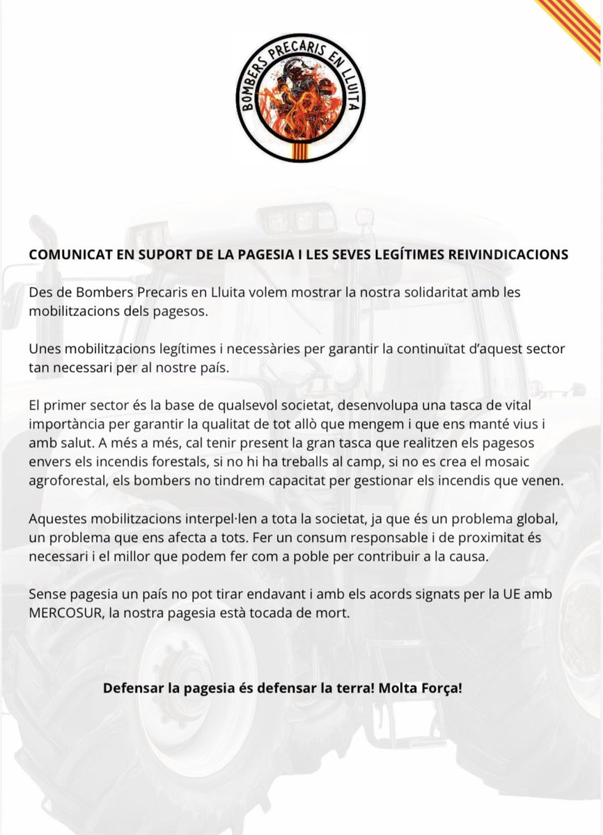 COMUNICAT DE SUPORT A LA PAGESIA!