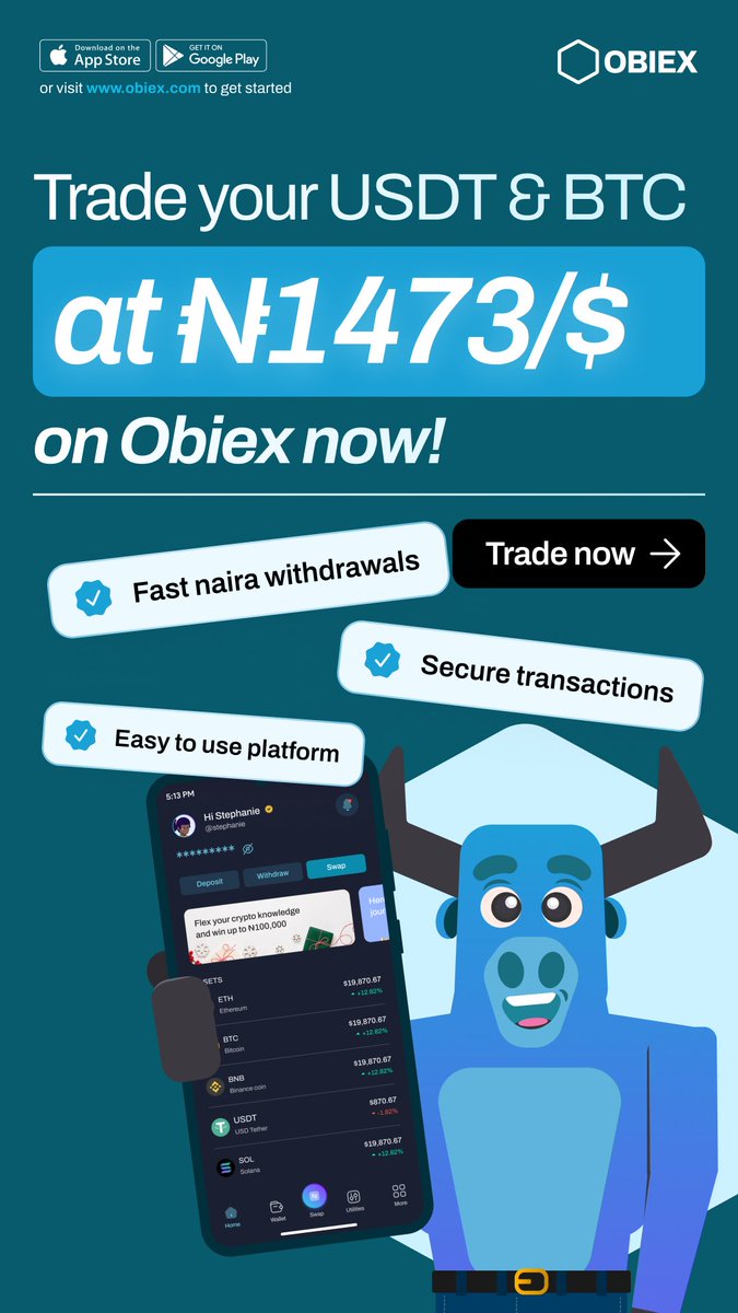 Lock in USDT &amp; BTC at N1473/$ on Obiex today! Sell and swap instantly with zero fees!

app.obiex.finance