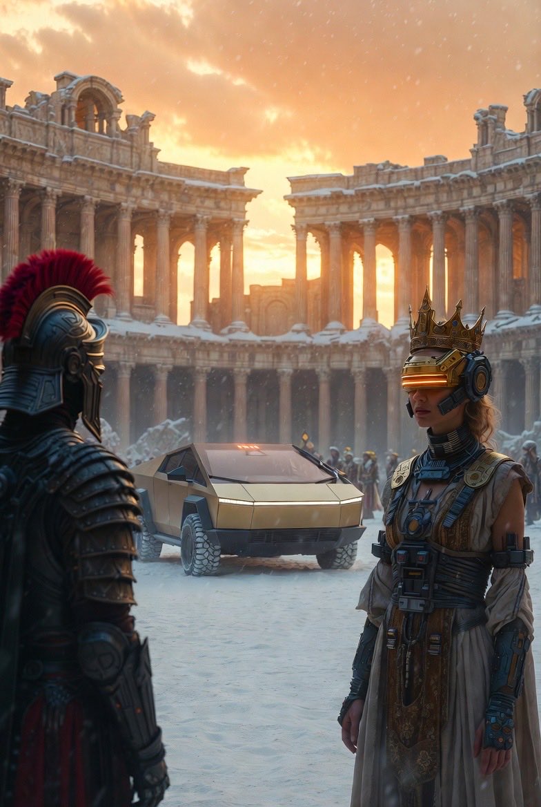 time_machine10's tweet image. 2026 called — it wants its Cybertruck back from the sunset of the Roman Empire @elonmusk