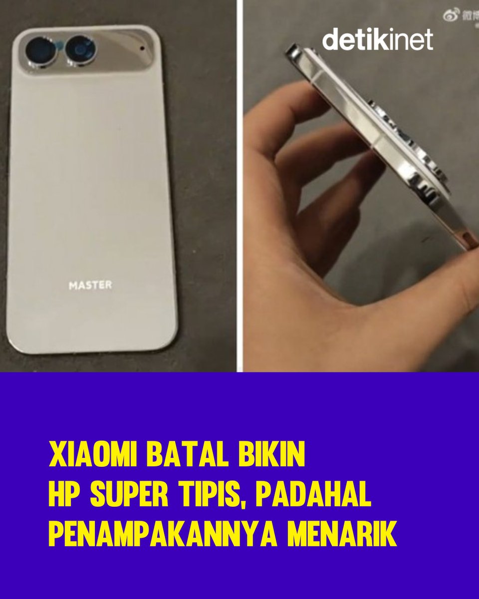 detikinet's tweet image. Xiaomi ternyata pernah mengembangkan prototipe ponsel super tipis yang terlihat menarik, diduga bernama Xiaomi 17 Air. 
Sayang seribu sayang, pengembangan perangkat ini dibatalkan dan tidak akan diproduksi massal.

&amp;gt;&amp;gt; inet.detik.com/consumer/d-830…

#Xiaomi #iPhoneAir #Gadget #detikinet