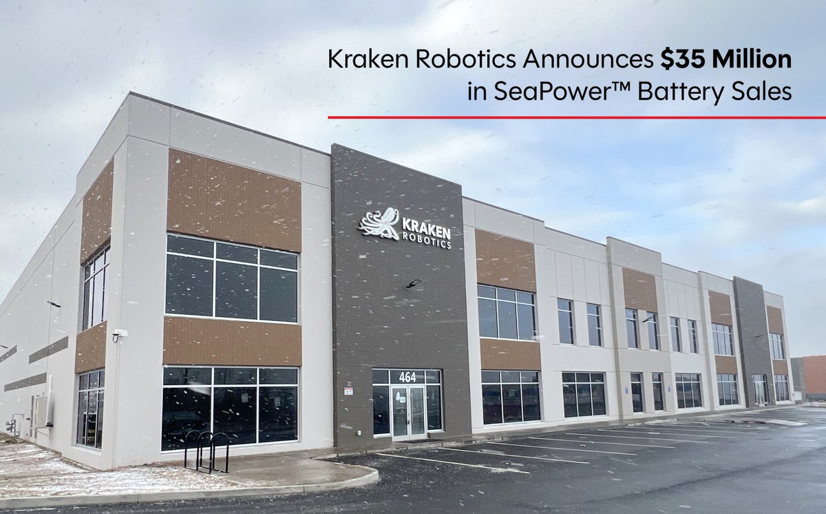 KrakenRobotics's tweet image. Kraken Robotics is pleased to announce $35 million in SeaPower™ battery sales.

Read the release: ow.ly/xuqx50XW3eF