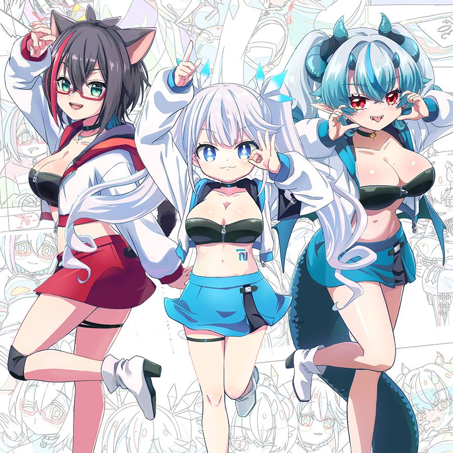 newton30t's tweet photo. 【速報】
コミックマーケット107で販売された乳圧30tグッズのオンライン販売が開始！！！

オリ曲MVに使われた素敵なイラスト集と3人のド迫力立体マウスパッドがまだ手に入れられる！

ちなみにマウスパッドは在庫めちゃ少ないのでお早めに～！

↓ここからチェック！
https://t.co/Xa9Ax88MHq https://t.co/6sCCY82mJc