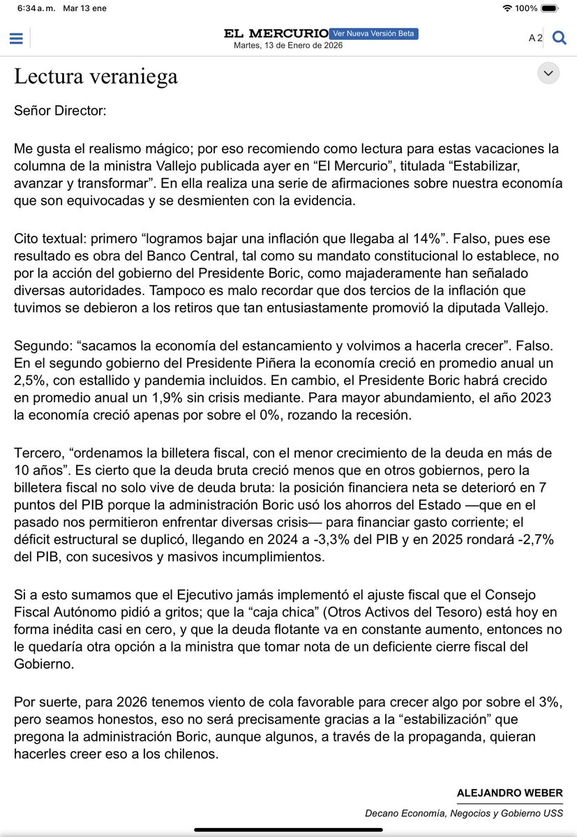 Esta carta a EM del Decano <a href="/AlejandroWeberP/">Alejandro Weber</a> deja muy claro, los “avances económicos” de los últimos 4años.