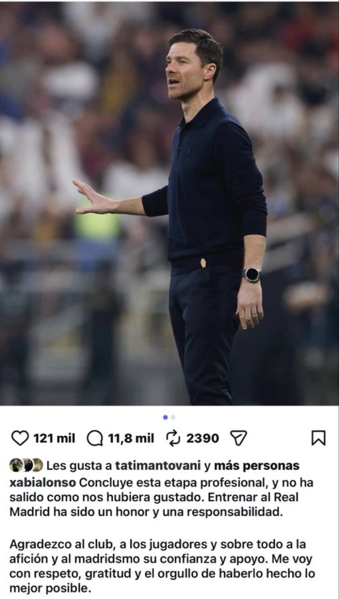 ultras_rei's tweet image. シャビ・アロンソのInstagramより

「私のキャリアにおけるこの章が幕を閉じました。私たちが望んでいたような結果にはなりませんでしたが、レアル・マドリードを指揮できたことは、大きな名誉であり責任でした。…