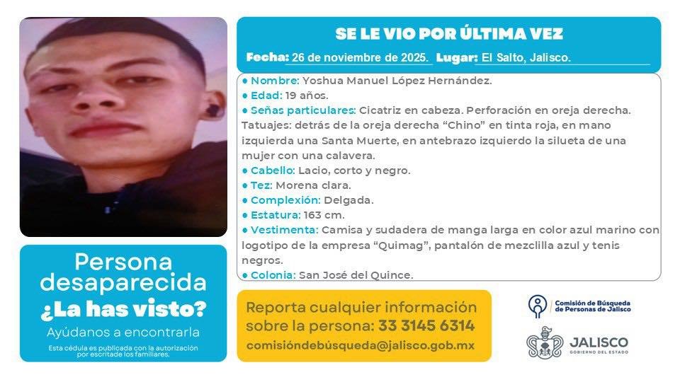 VMGlezR's tweet image. Desaparece joven en El Salto, #Jalisco (San José del Quince)