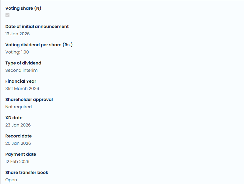 HATTON PLANTATIONS PLC

CASH DIVIDEND