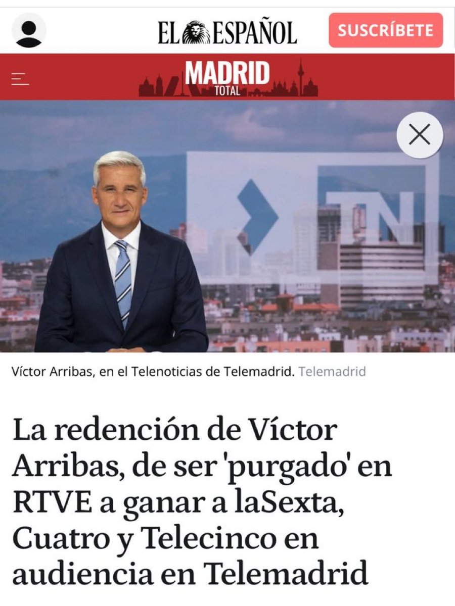 Rafa_Hernando's tweet image. Un profesional q fue purgado por @sanchezcastejon y su tropa, para convertir RTVE en TelePSOE, es ahora el preferido por la audiencia en tele Madrid 

¡Enhorabuena ! 👏👏
