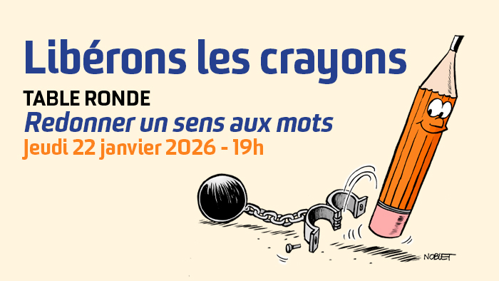 [AGENDA] #LibéronsLesCrayons ! Participez à notre table-ronde avec <a href="/RSF_inter/">RSF</a> : « Redonner un sens aux mots », jeudi 22 janvier à 19h au Département 🎙️ Avec Thibaut Bruttin, Aude Favre &amp; <a href="/AnnTelnaes/">Ann Telnaes</a>, animée par Laure Chauvet. Inscription obligatoire 👉 cd31.net/crayons