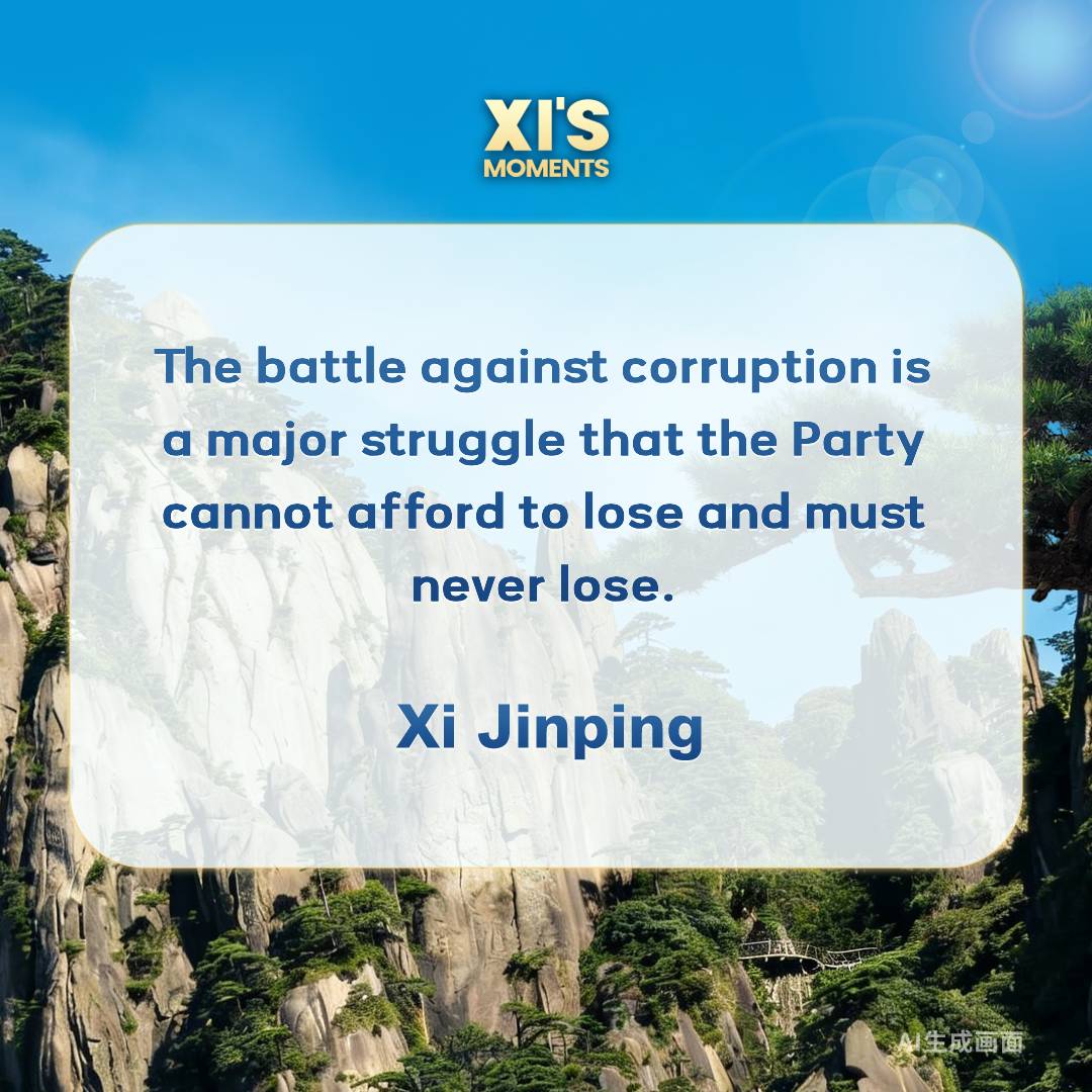 XisMoments's tweet photo. Key quotes from the remarks by Xi Jinping, general secretary of the Communist Party of China Central Committee, at the opening of the three-day fifth plenary session of the 20th CPC Central Commission for Discipline Inspection — China's top anti-graft body — on Monday. (1) #XiJinping #XiQuotes