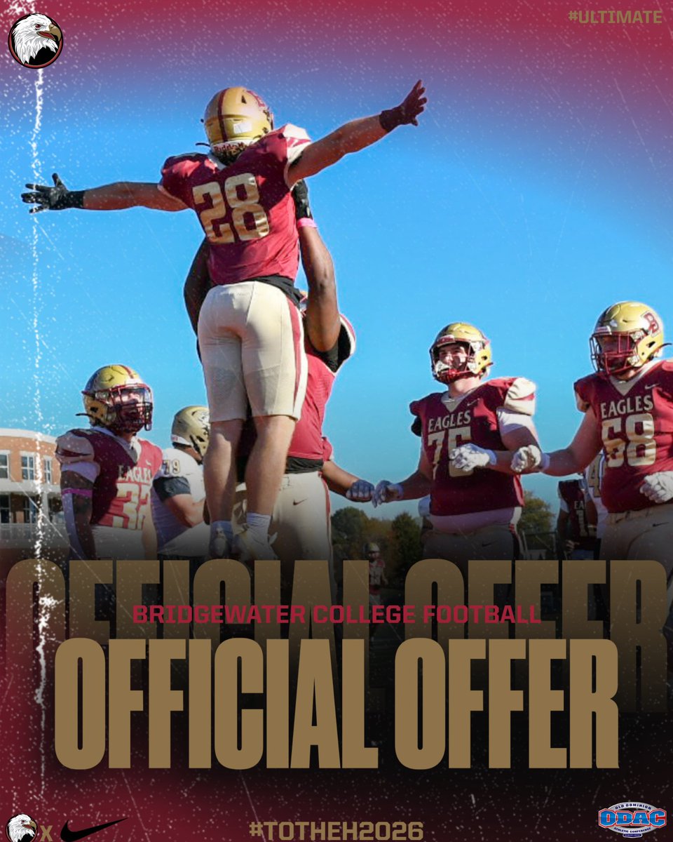 After a great visit at Bridgewater College I am blessed to receive my second official offer!!! #AGTG <a href="/CoachKBarr/">Coach Barr</a> <a href="/CoachLemn/">Scott Lemn</a> <a href="/CoachPallenFB/">Peyton Allen</a> <a href="/CoachGreen_2/">Dustin Green</a> <a href="/Coach_Jenkins34/">Derrick D. Jenkins Jr</a> <a href="/Coach_Rich50/">Deion Richardson</a> <a href="/CDHSSpartanFB/">Spartan Football</a>